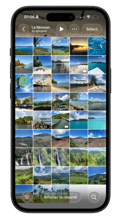 Sélection des photos et étapes dans le studio Poster Voyage